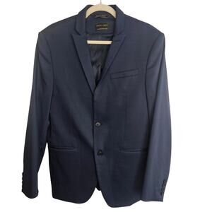 Zara Mens Blazer Size 40 Navy Blue Two Button Wedding Guest Office Business Work
